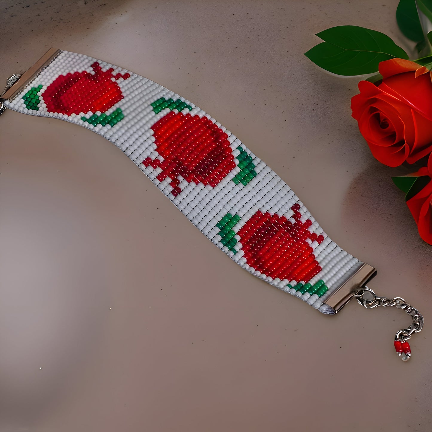 Armenian Symbols Pomegranate Bracelet - Ethnic Traditional Motifs Gift Handmade