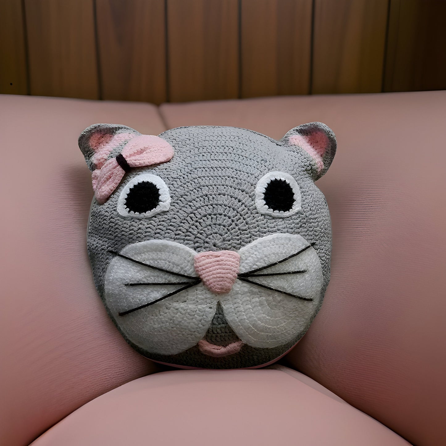 Handmade Cat Lover Gift Armenian Crochet Pillow for Nursery or Home Decor