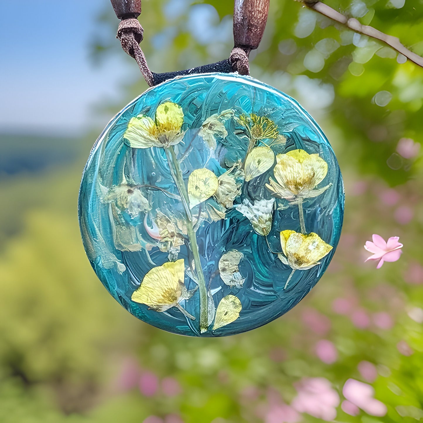Bohemian Dried Flower Bouquet Pendant from Armenian Mountains - Natural and Unique