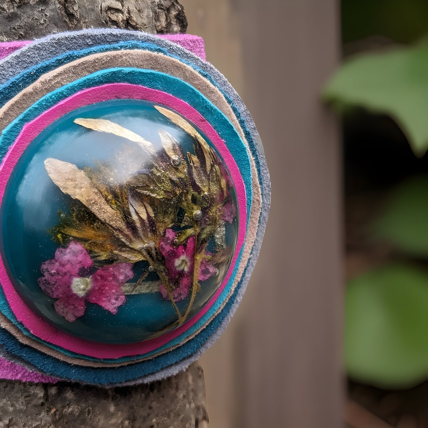 Natural Dried Flowers from the Mountains of Armenia Cuff Bracelet - Bohemian Statement Bracelet