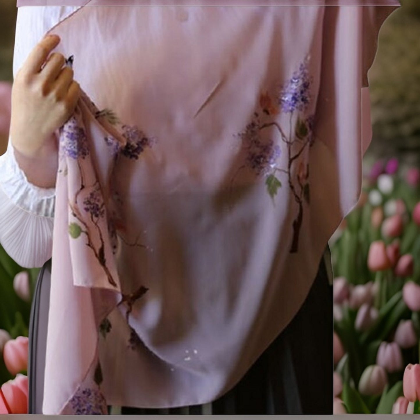 Handpainted Lavender Purple Scarf - Lightweight Versatile Bridesmaid Gift - Infinity Design