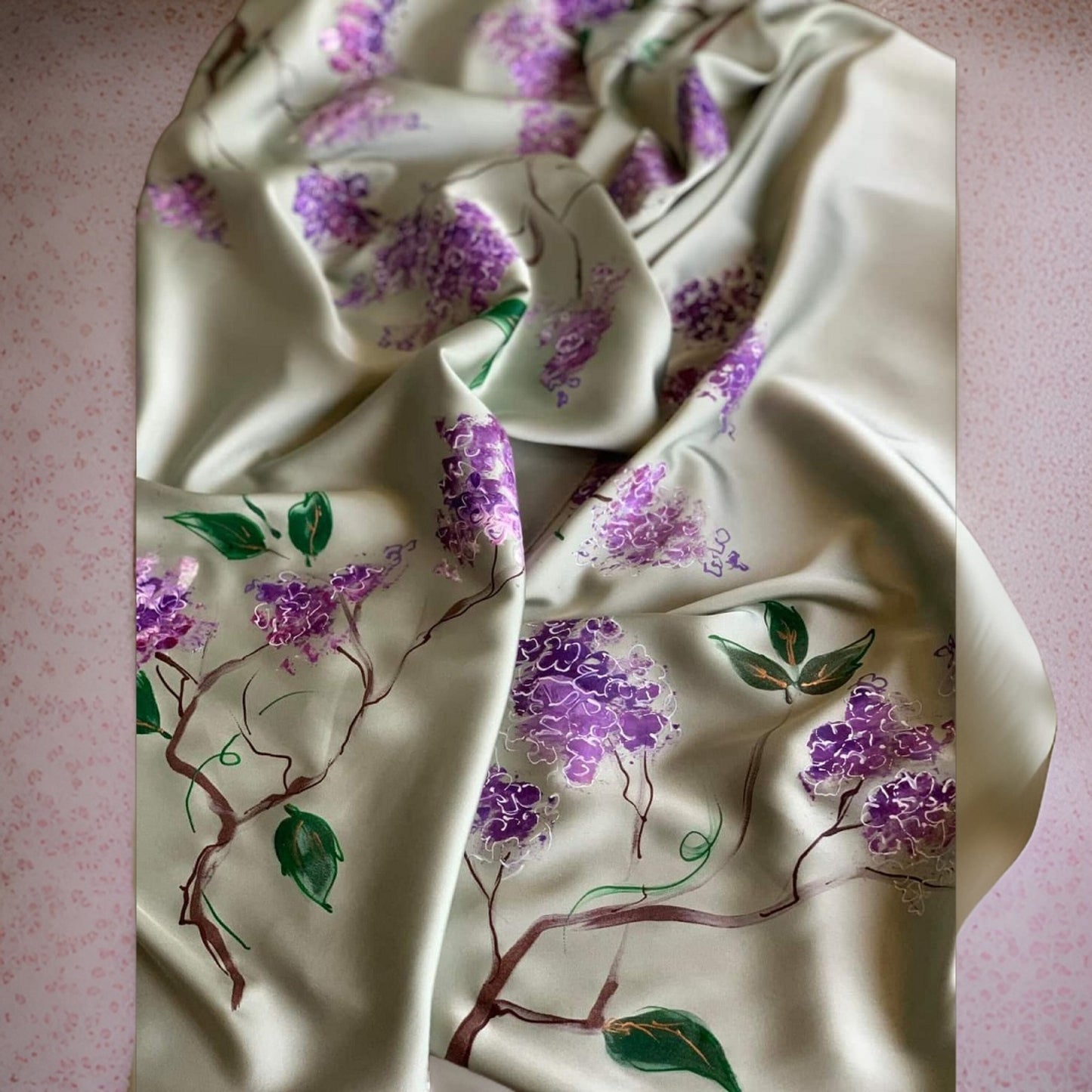 Lavender Handpainted Infinity Scarf - Lightweight Spring Summer Fashion Accessory - Perfect Bridesmaid Gift