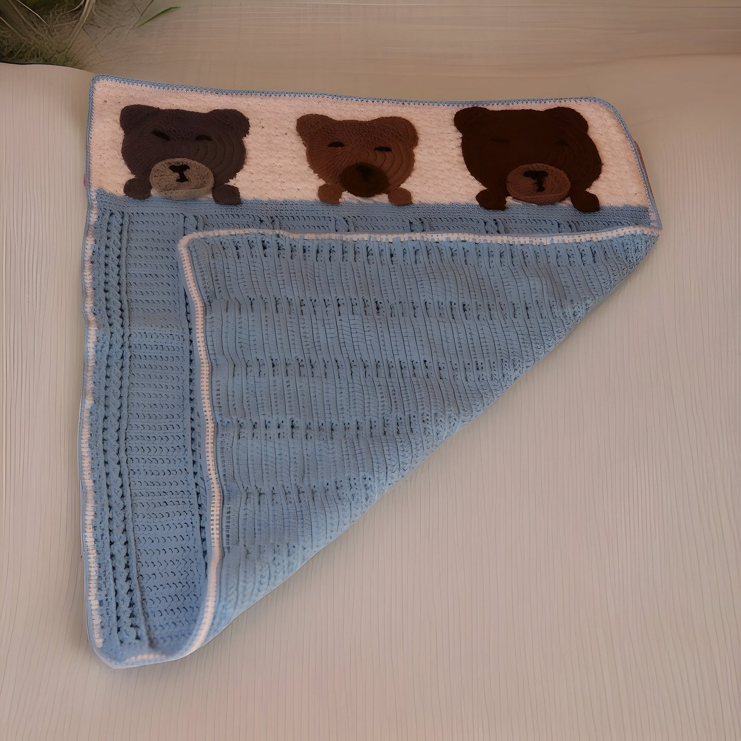 Three Little Bears Blanket and Rattle Set - Crochet Baby Bear Set - Baby Shower or 1st Birthday Gift - Gender-Neutral