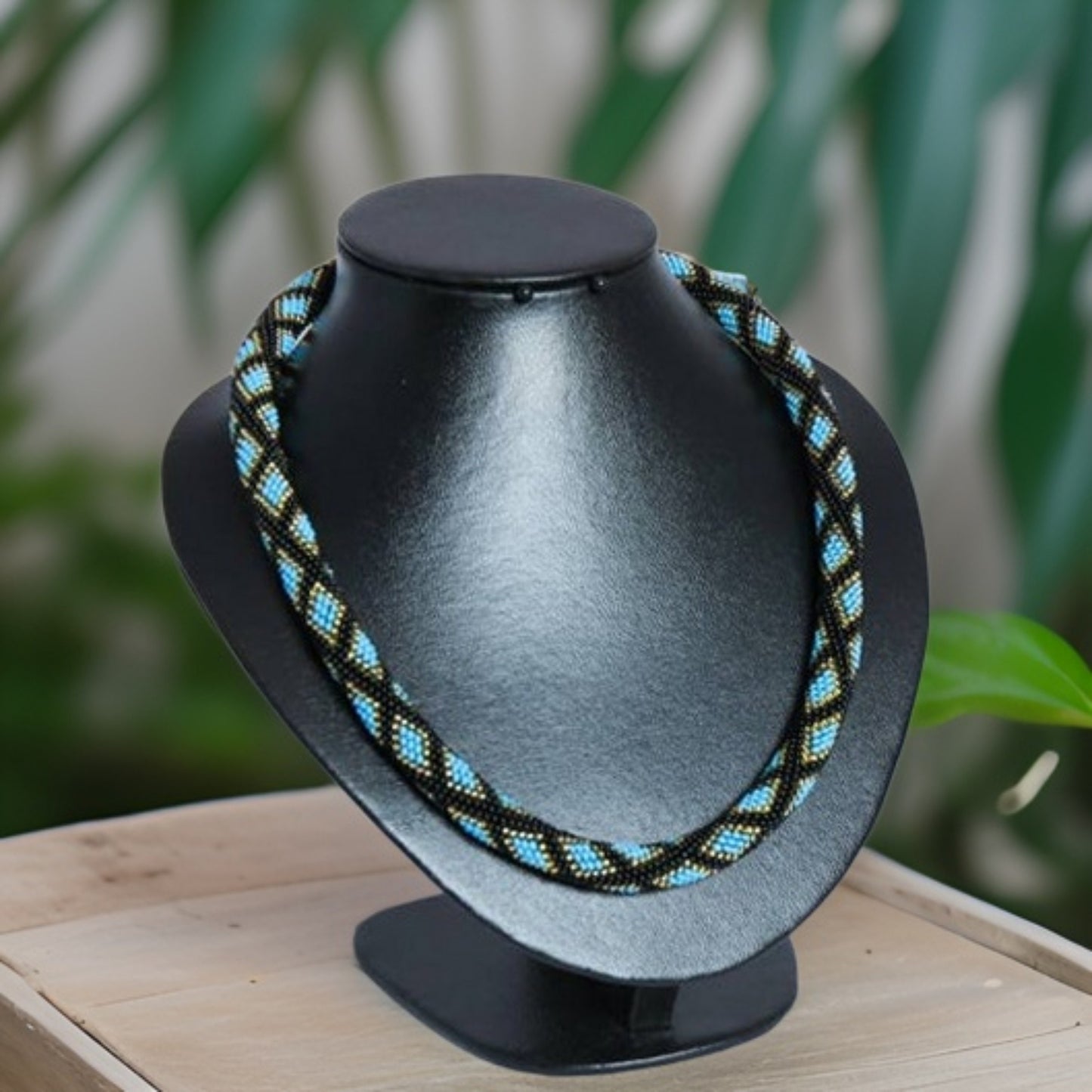 Modern Geometric Rope Necklace - Statement Beadwork Design - Handcrafted