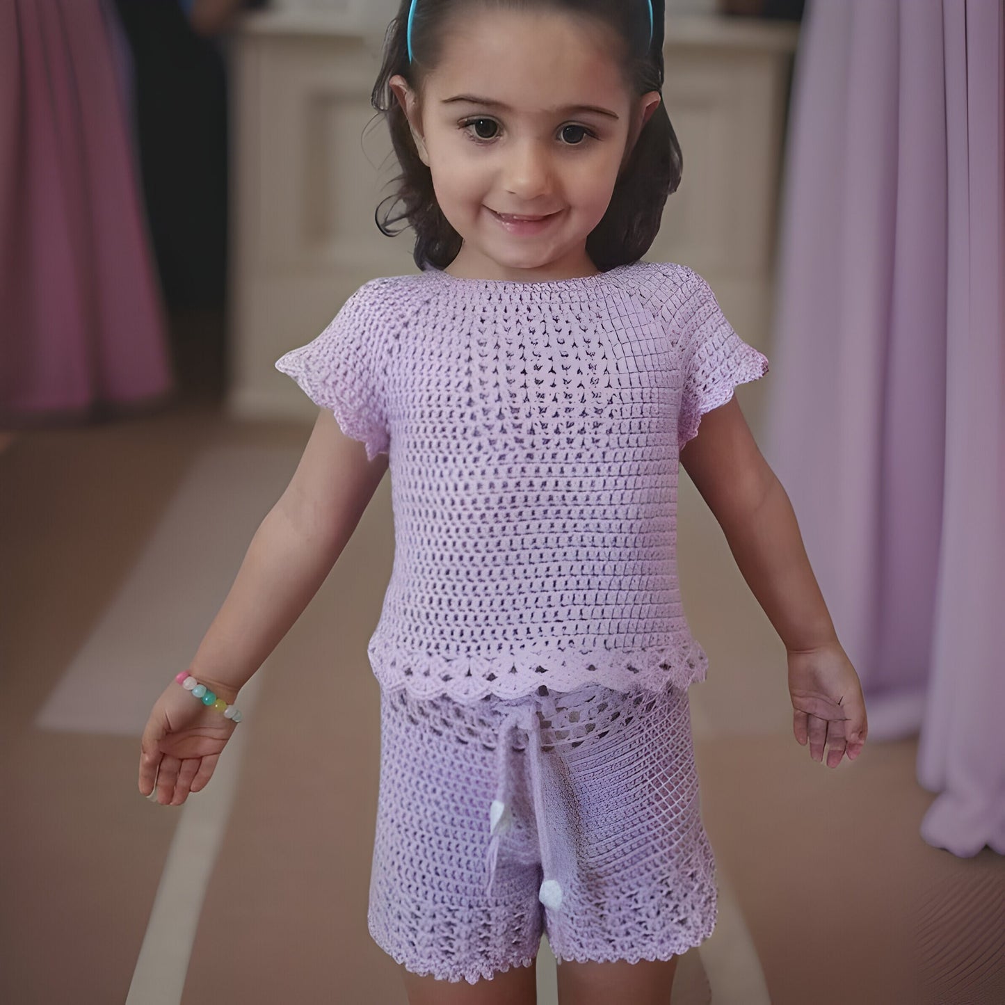 Crocheted Spring Set for Girls - Customizable for Special Occasions and Photoshoots - Ideal for Birthdays and Photoshoots - Short with Top
