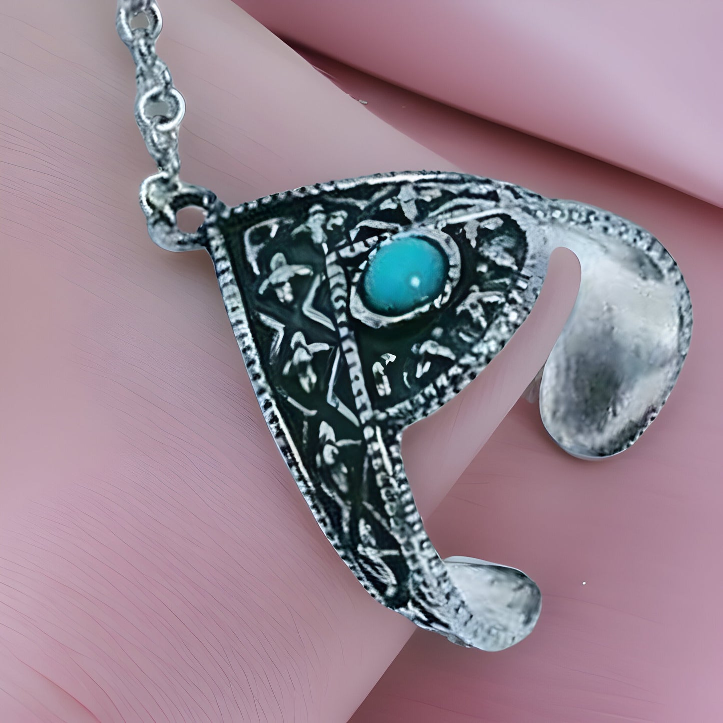 Blue Stone Full Finger Ring - Adjustable Fantasy Fan Jewelry