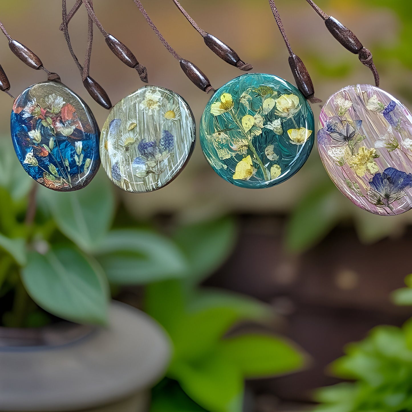 Bohemian Dried Flower Bouquet Pendant from Armenian Mountains - Natural and Unique