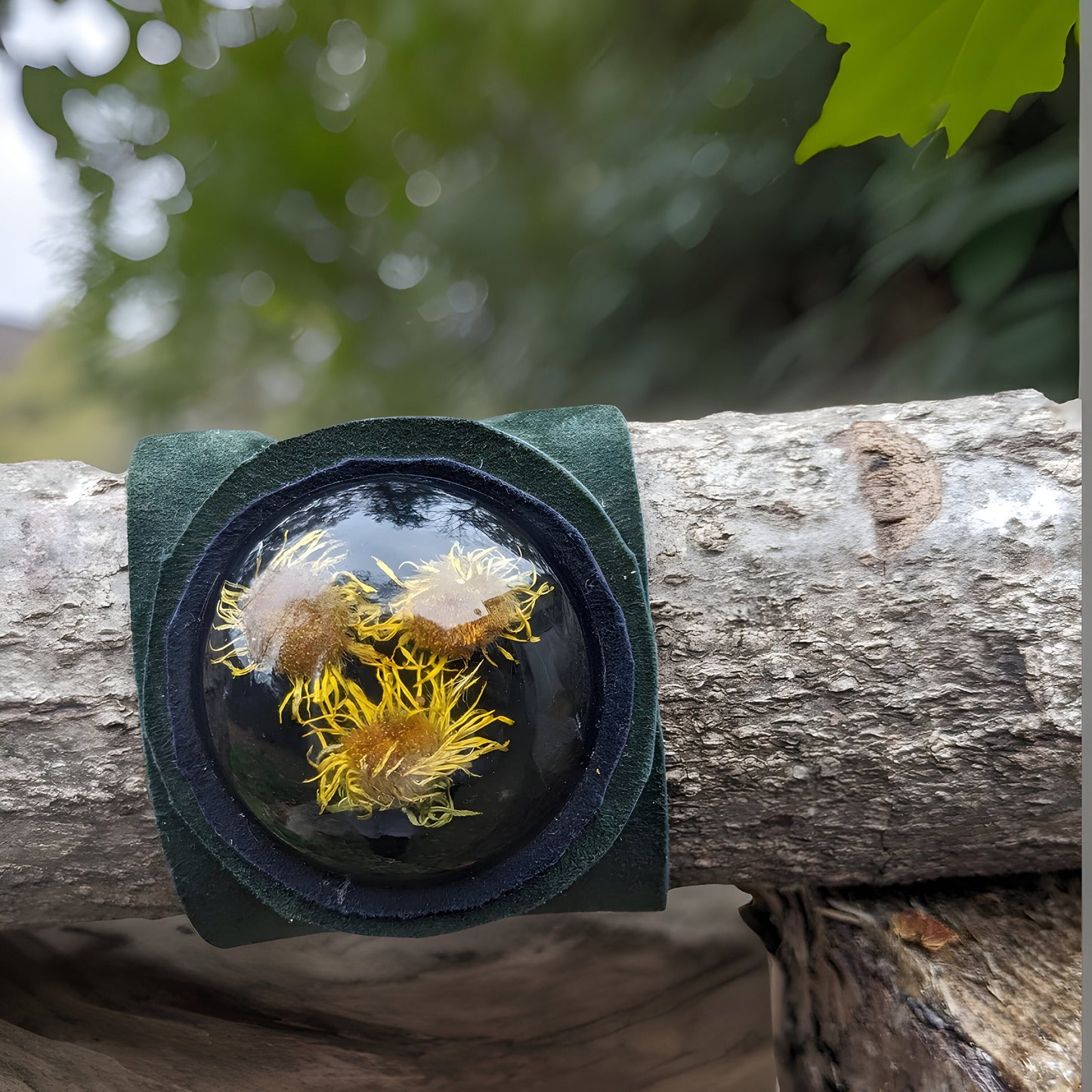 Natural Dried Flowers from the Mountains of Armenia Cuff Bracelet - Bohemian Statement Bracelet