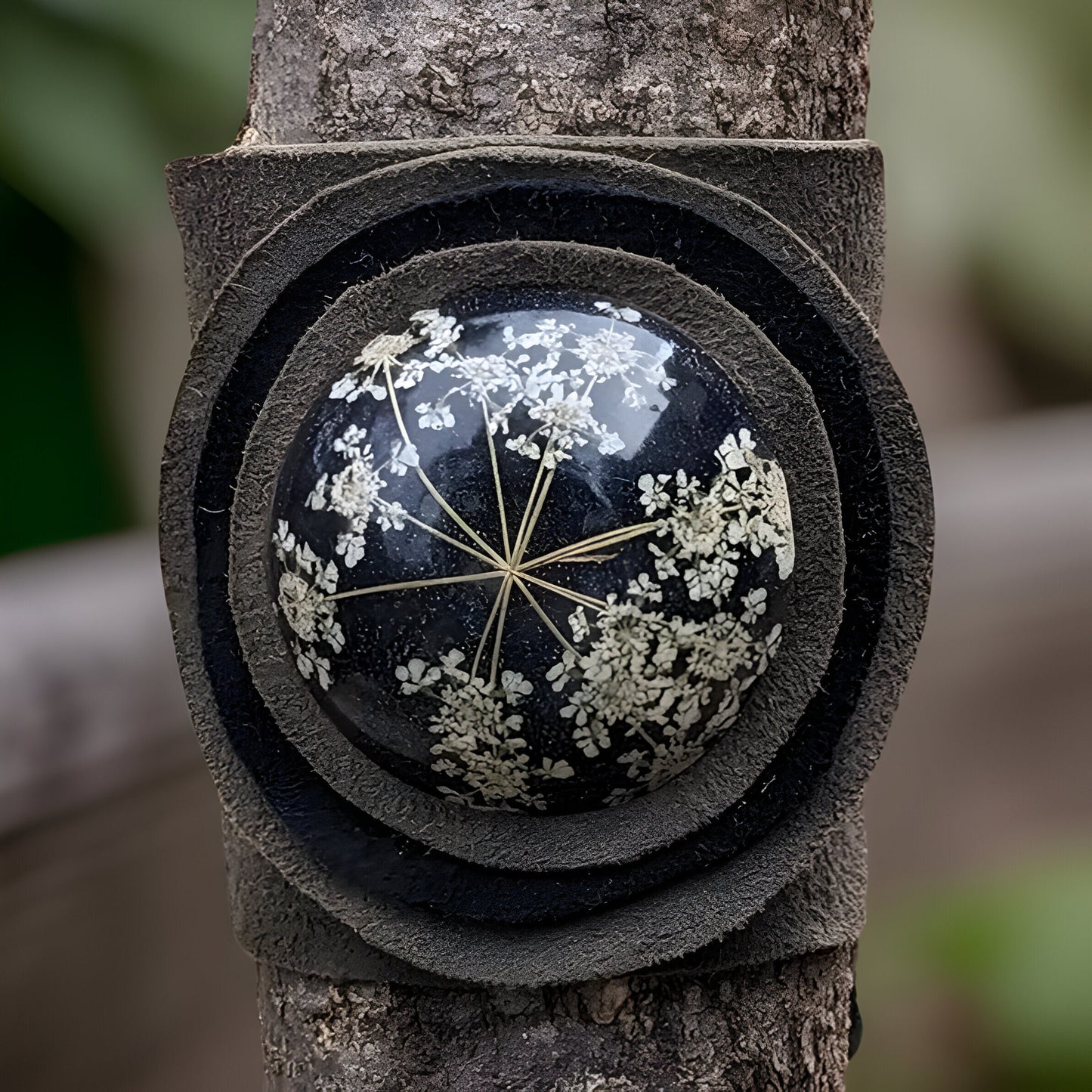 Natural Dried Flowers from the Mountains of Armenia Cuff Bracelet - Bohemian Statement Bracelet