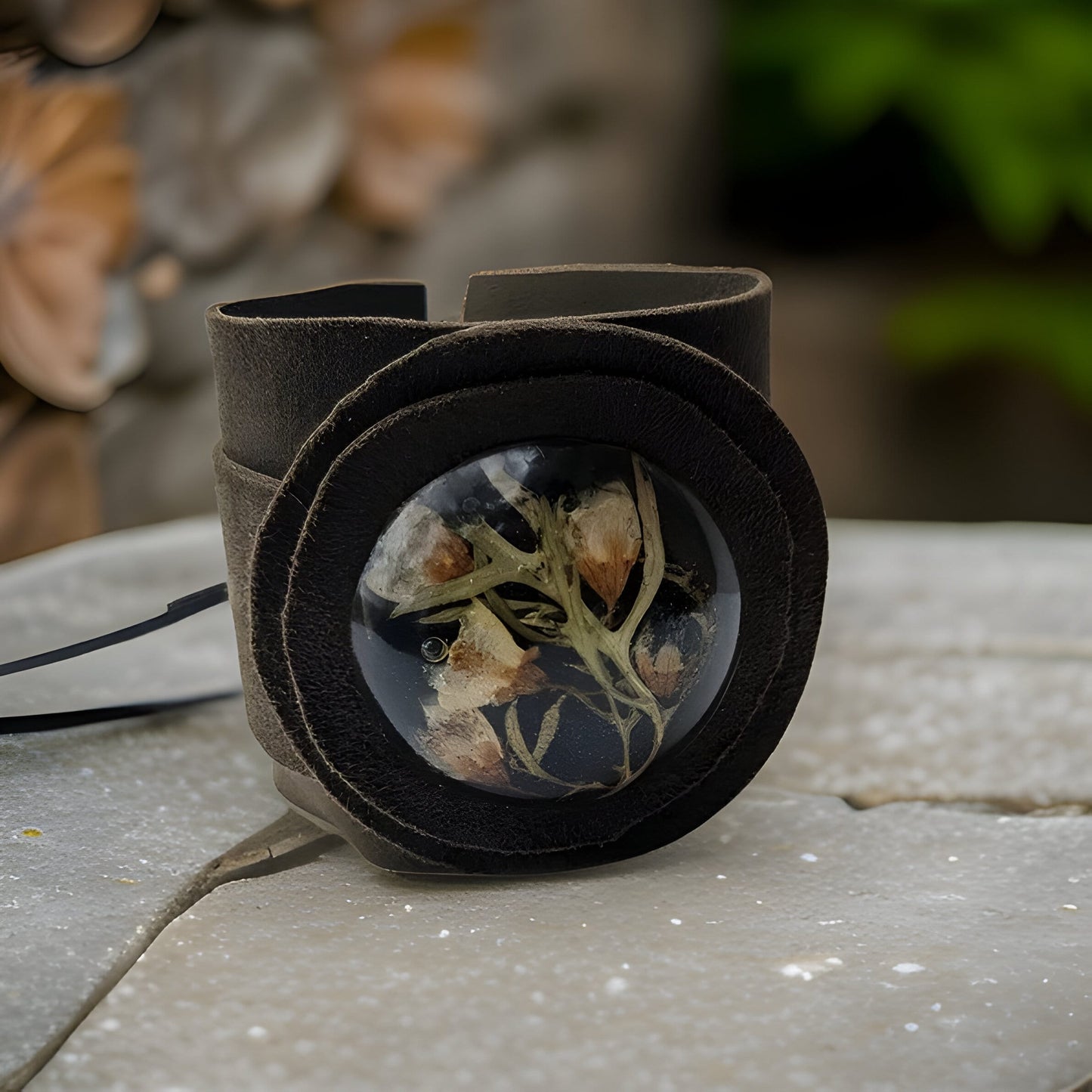 Natural Dried Flowers from the Mountains of Armenia Cuff Bracelet - Bohemian Statement Bracelet