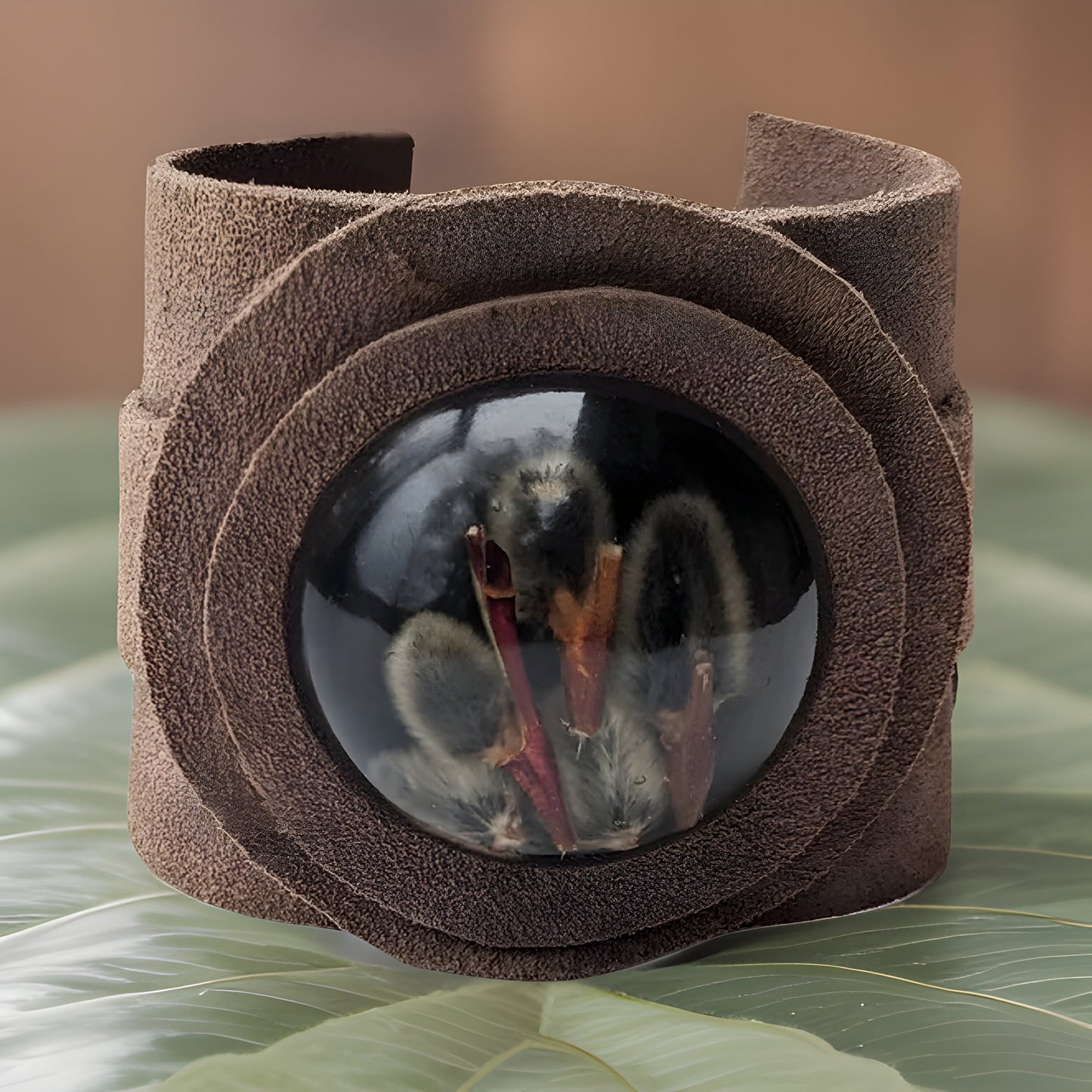 Natural Dried Flowers from the Mountains of Armenia Cuff Bracelet - Bohemian Statement Bracelet