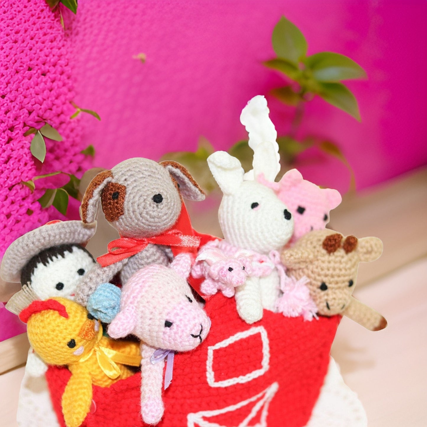 Amigurumi Farmer and Barn Finger Puppets - 'Old MacDonald Had a Farm' Play - Farm Animals - Play and Storytelling - Barn as Storage