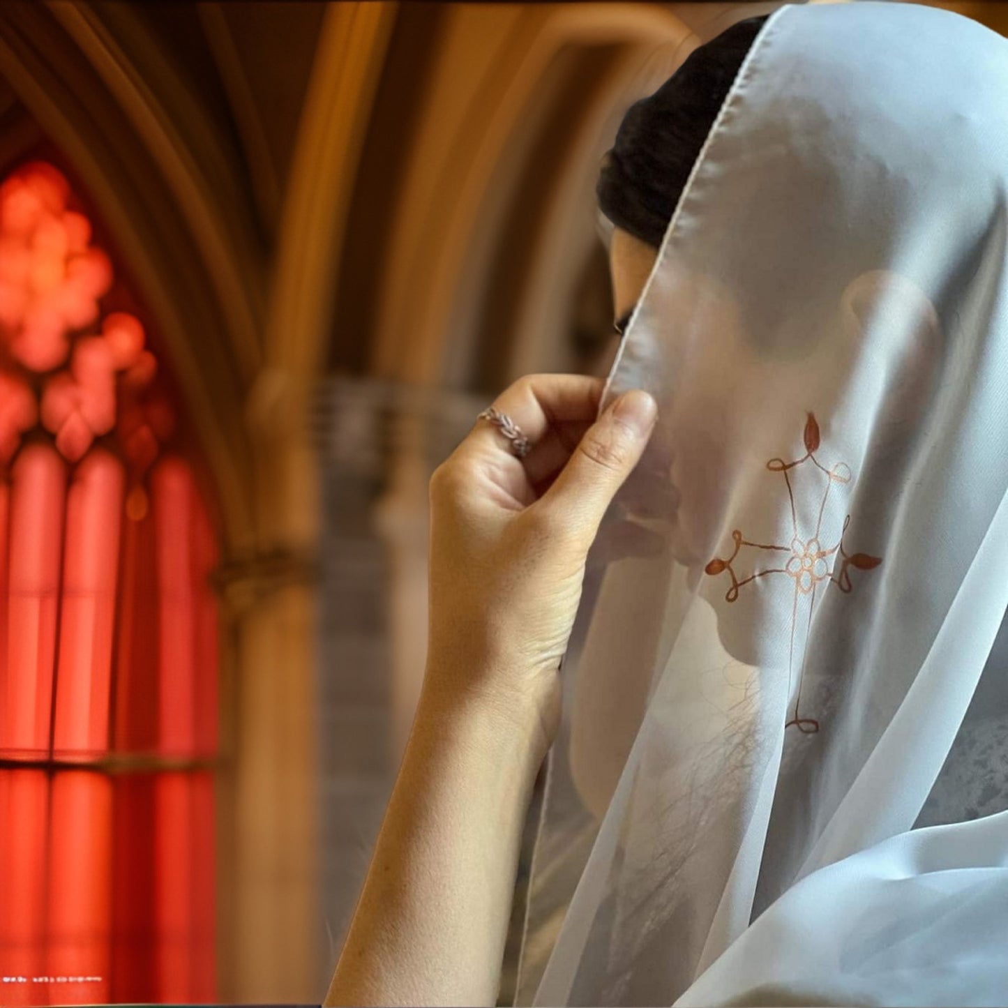 Armenian Handwritten Lord's Prayer Հայր մեր on Prayer Veil - Handpainted Bridal Ceremonial Shawl Armenian Gift for Wife Mom or Grandma