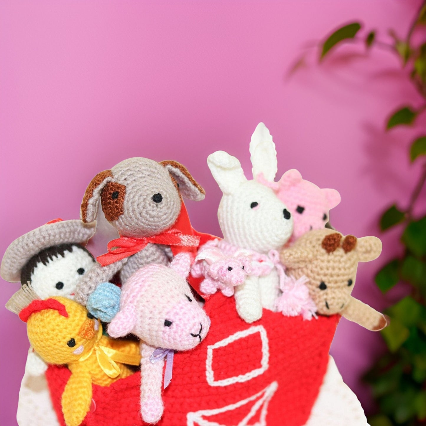 Amigurumi Farmer and Barn Finger Puppets - 'Old MacDonald Had a Farm' Play - Farm Animals - Play and Storytelling - Barn as Storage