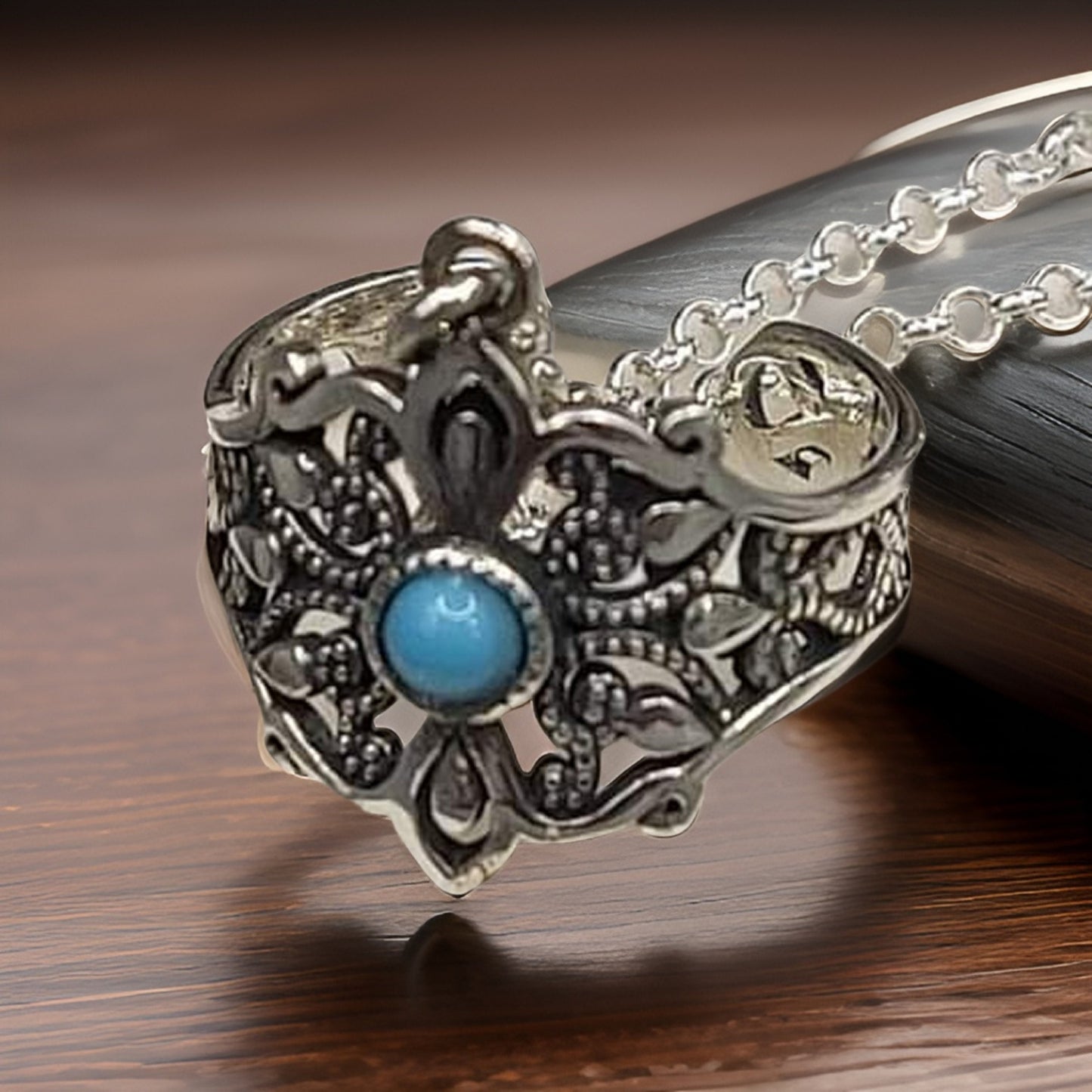 Sky Blue Adjustable Double Finger Chain Ring - Sterling Silver Open Finger Ring for Women - Cocktail Party Accessory
