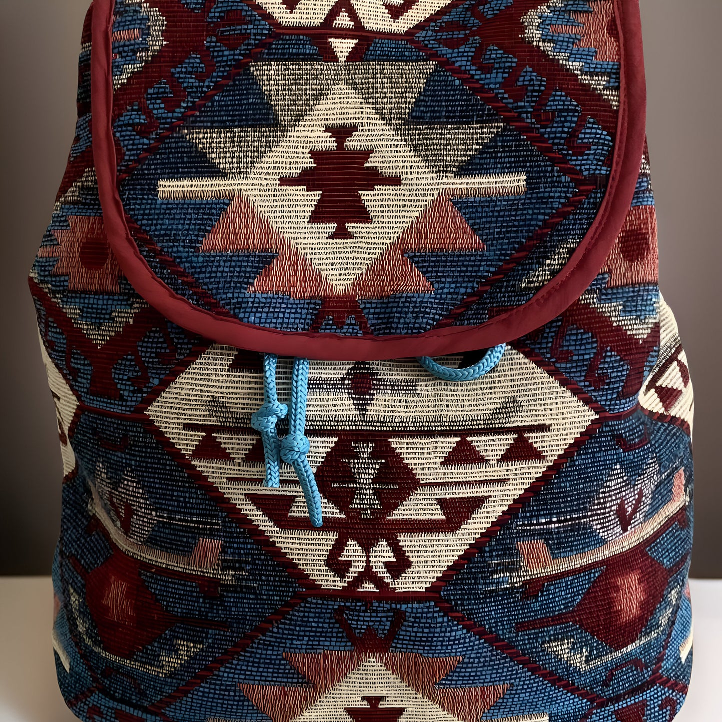 BLUE Armenian Bohemian Backpack: Ethnic Rug Tribal Purse with Authentic Armenian Motif, Ink Blue Armenian Gift, Armenian Taraz Backpack
