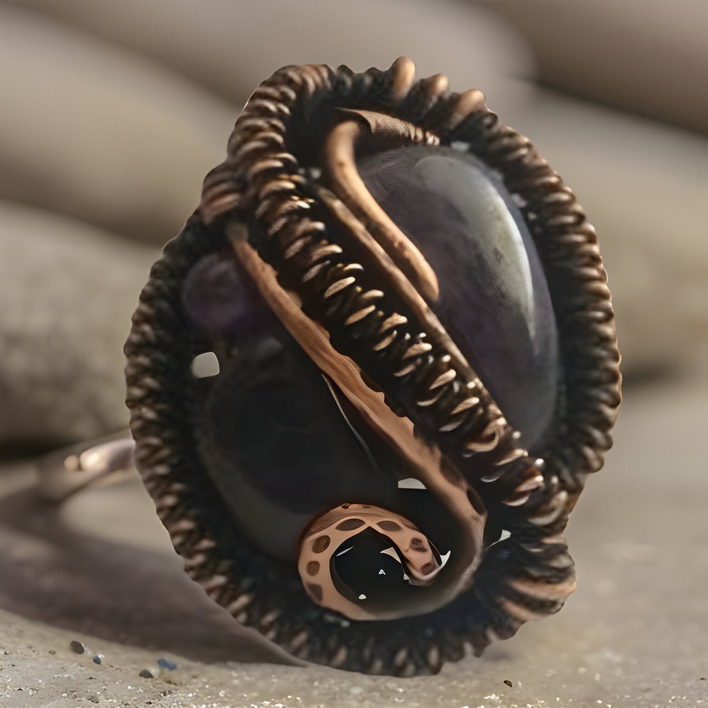 Midnight Blue Sodalite Fantasy Bracelet & Ring Set -Copper Wire-Wrapped Natural Healing Stone - Celestial Dreams Collection