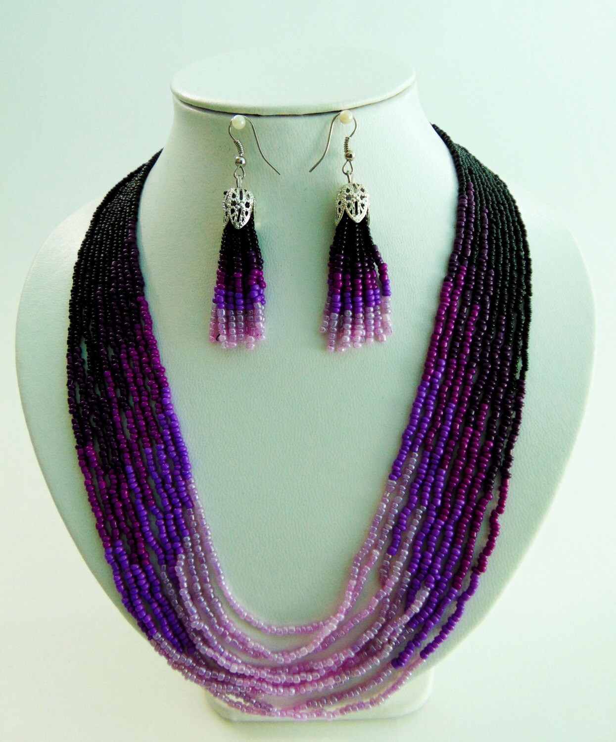 Multistrand Beaded Necklace And Dangle Earrings Jewelry Set - Elegant, Versatile, and Perfect for Any Occasion