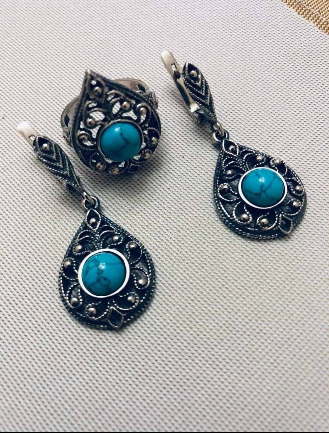Viking Celtic Armenian Silver Jewelry Set - Medieval Inspired Gift