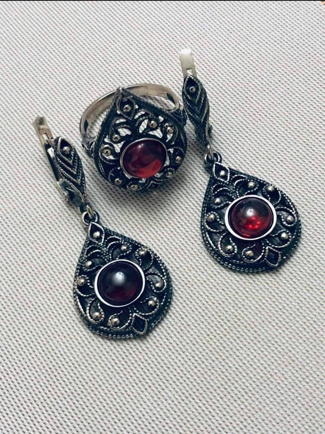 Viking Celtic Armenian Silver Jewelry Set - Medieval Inspired Gift