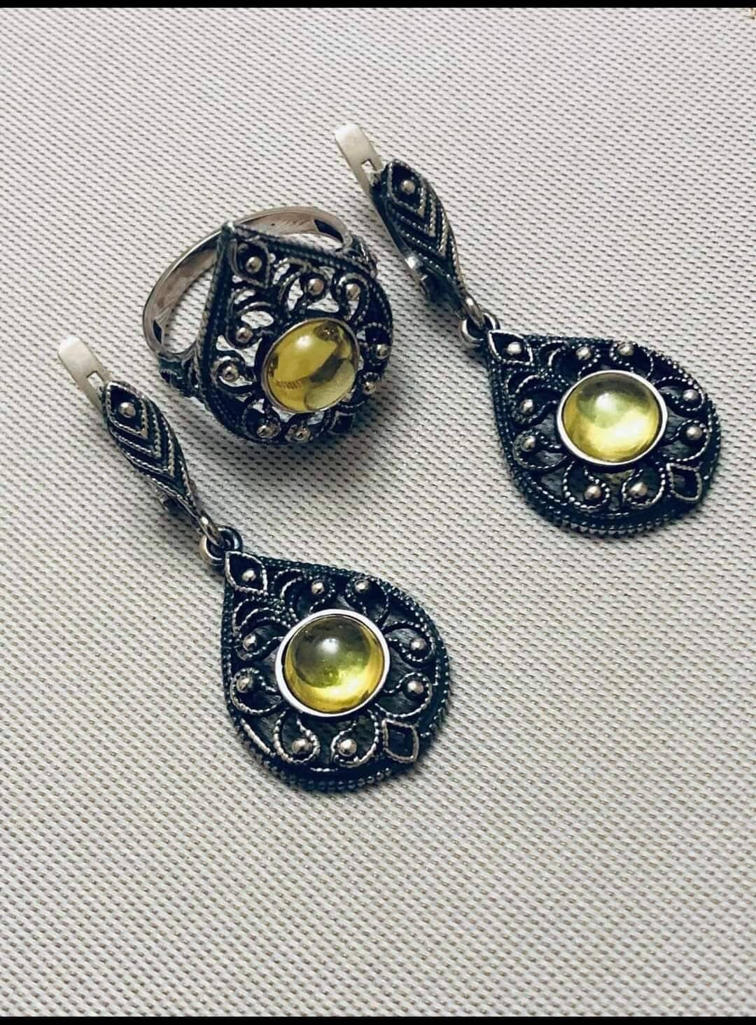 Viking Celtic Armenian Silver Jewelry Set - Medieval Inspired Gift