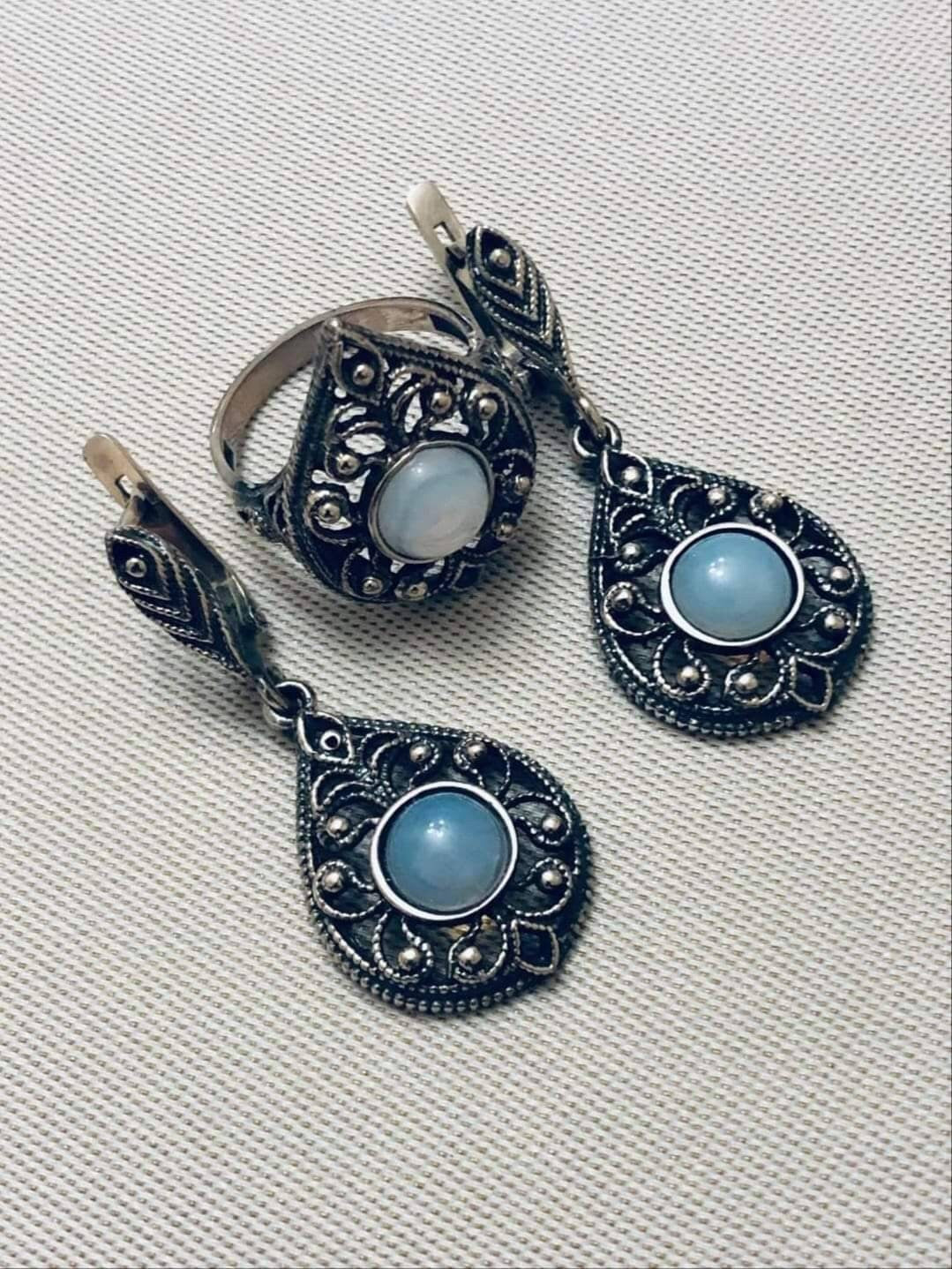 Viking Celtic Armenian Silver Jewelry Set - Medieval Inspired Gift
