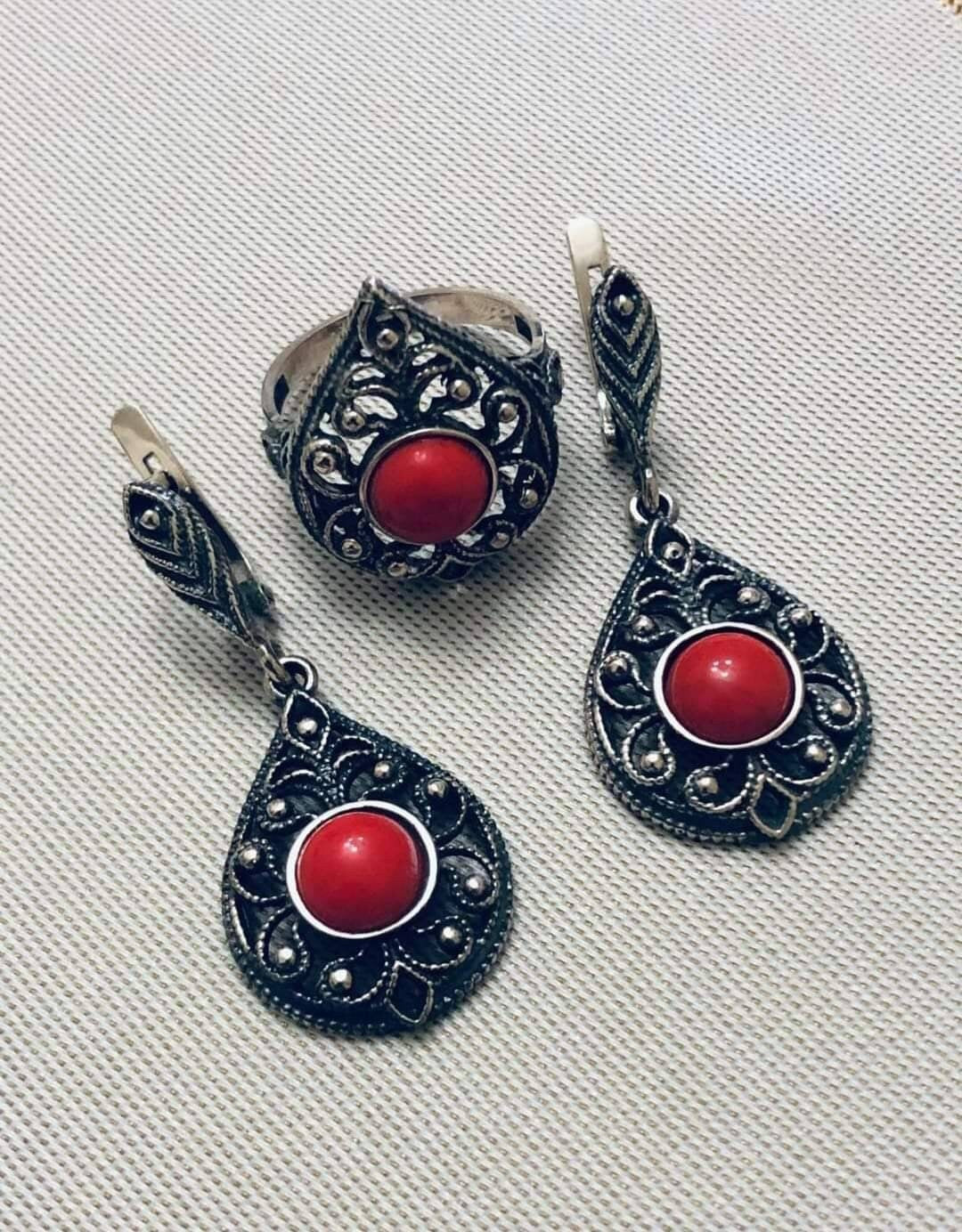 Viking Celtic Armenian Silver Jewelry Set - Medieval Inspired Gift