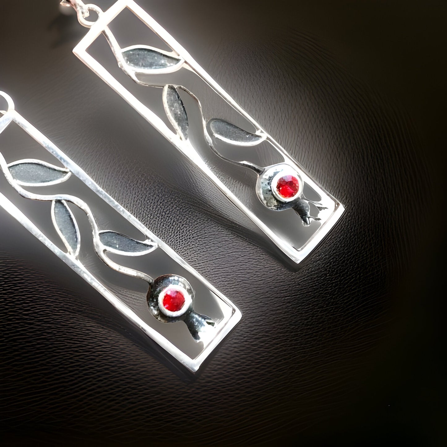 Armenian Pomegranate Sterling Silver Jewelry Set - Pomegranate Earrings, Pomegranate Ring - Armenian Gift - Handcrafted Pomegranate Jewelry