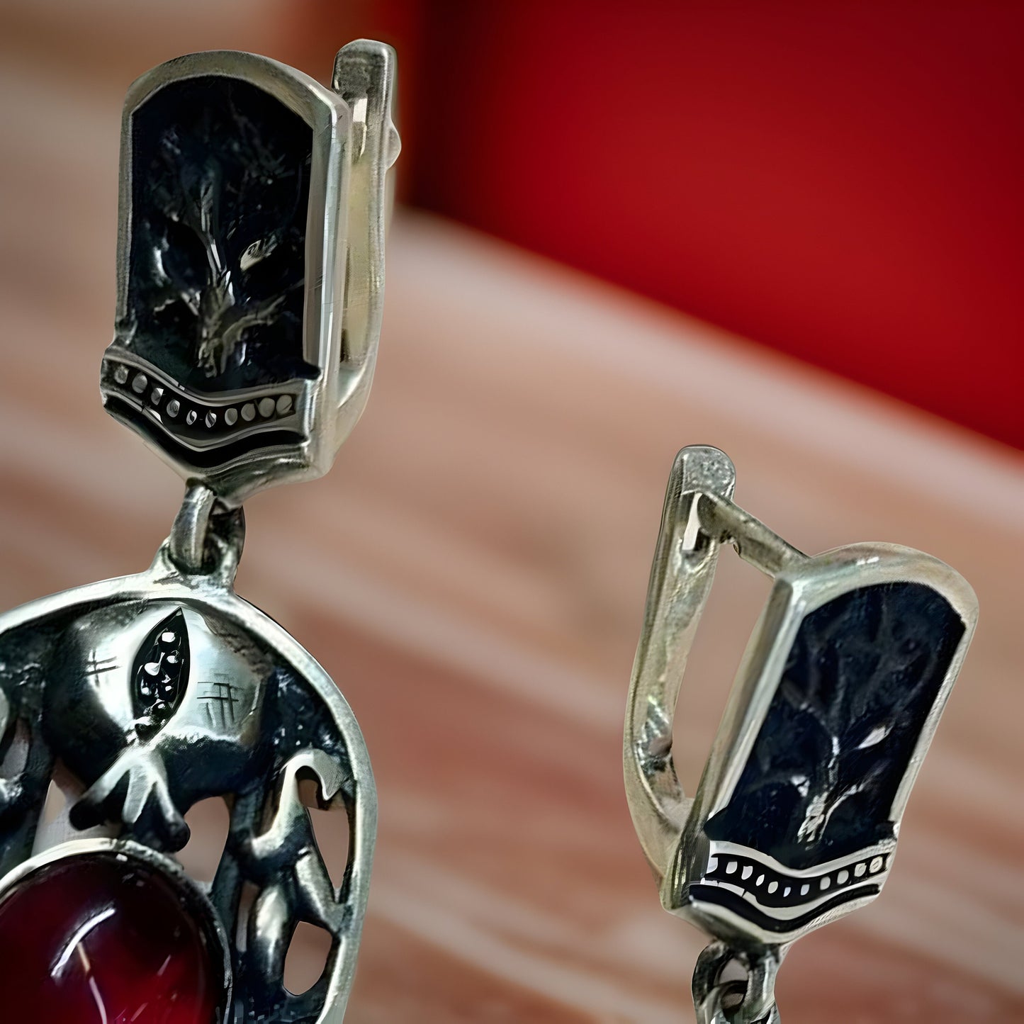 Armenian Sterling Silver Pomegranate Jewelry Set - Earrings and Ring - Medieval Inspired - Game of Thrones Lord of the Rings - Gift for Her