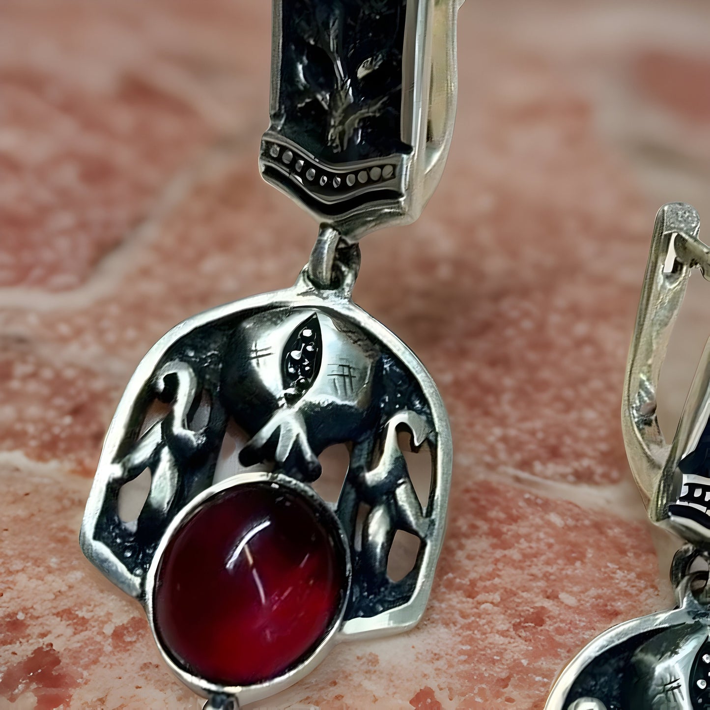 Armenian Sterling Silver Pomegranate Jewelry Set - Earrings and Ring - Medieval Inspired - Game of Thrones Lord of the Rings - Gift for Her