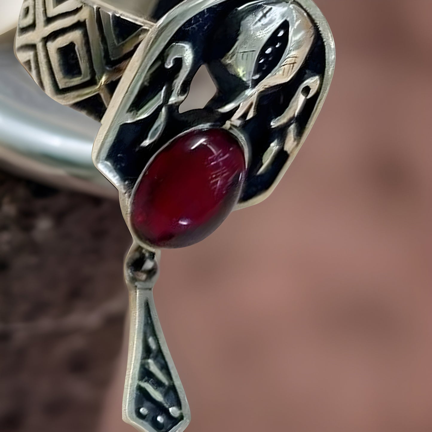 Armenian Sterling Silver Pomegranate Jewelry Set - Earrings and Ring - Medieval Inspired - Game of Thrones Lord of the Rings - Gift for Her