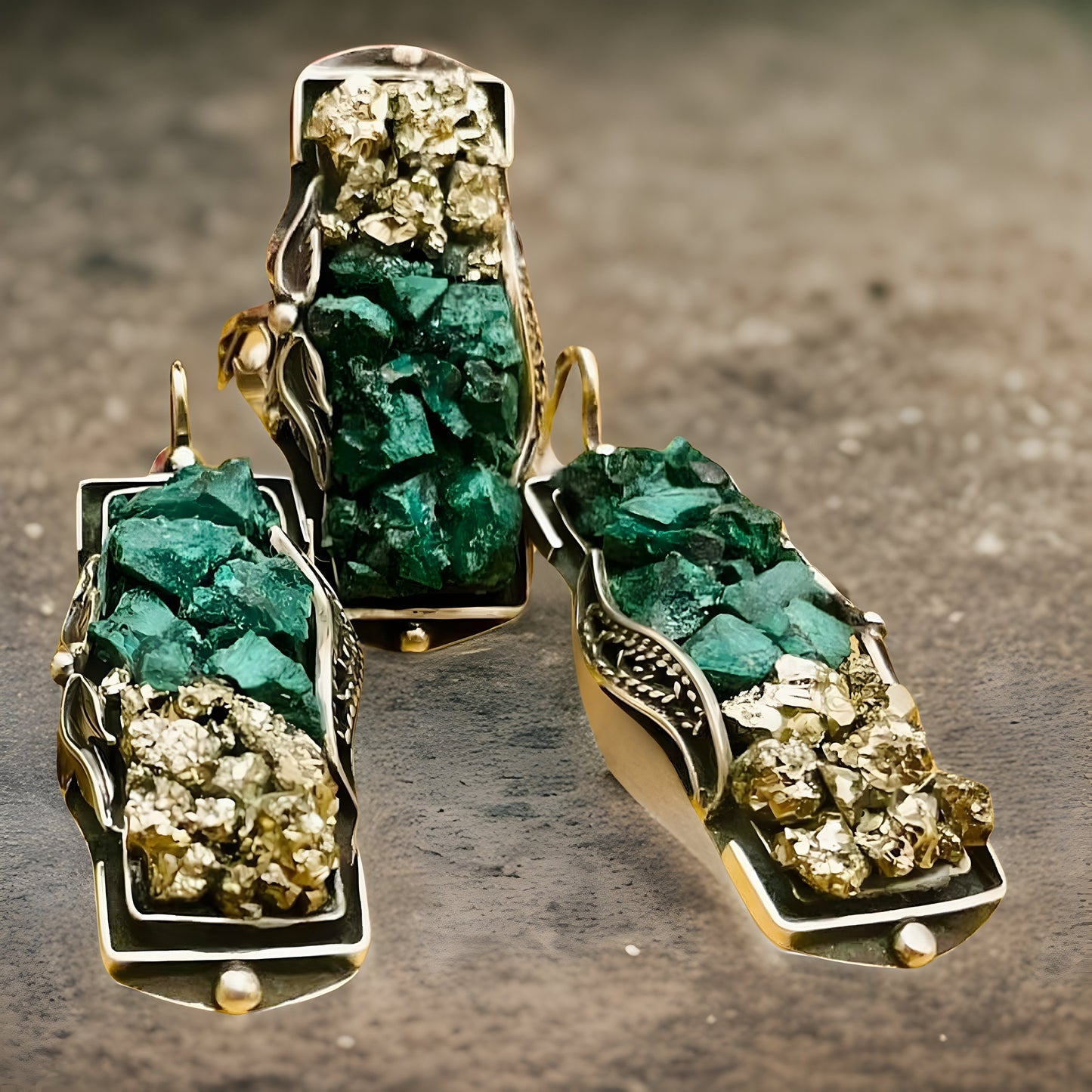 Stunning Malachite Sterling Silver Jewelry Set - Raw Green Stone Necklace Earrings Rings and Bracelet - Handcrafted Gemstone Accessories