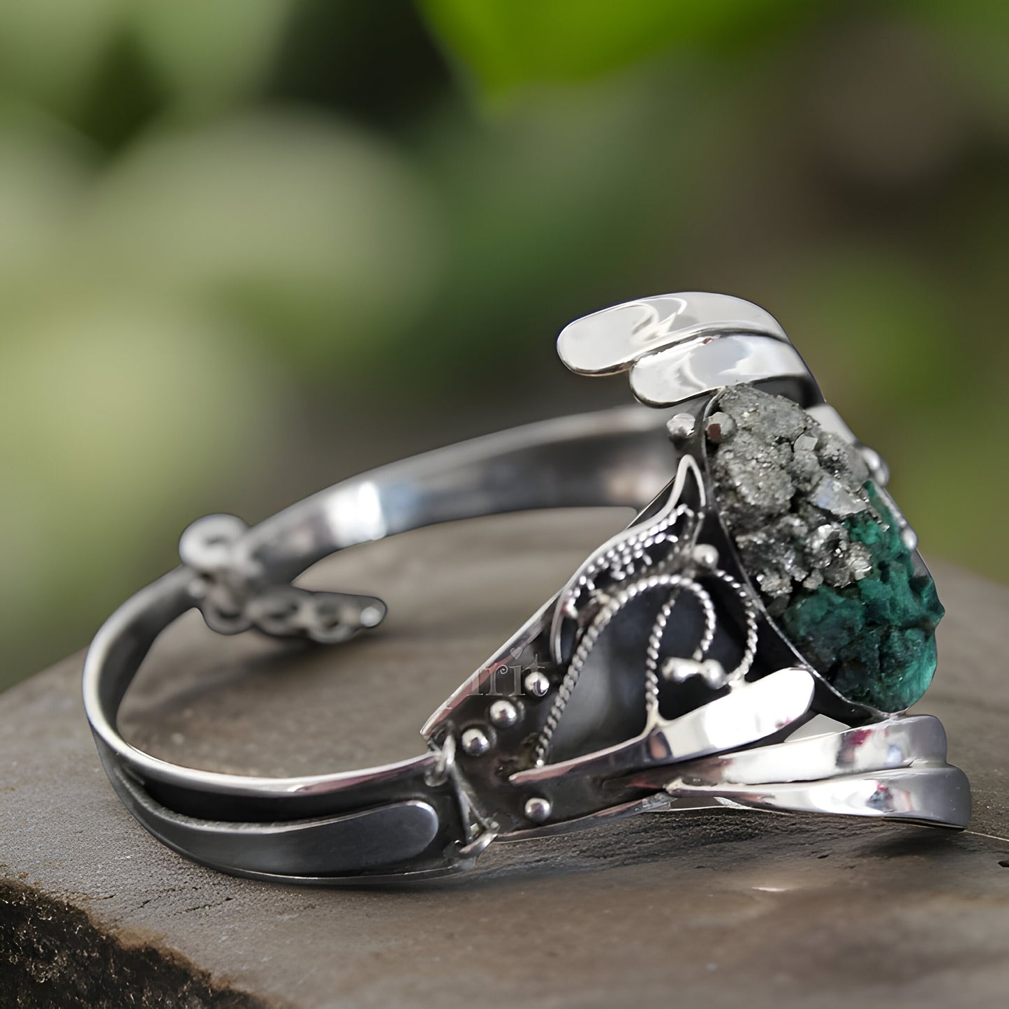 Raw Malachite Green Sterling Silver Teardrop Set - Natural Gemstone Earrings Rings and Bracelet - Happiness and Success Stone Jewelry