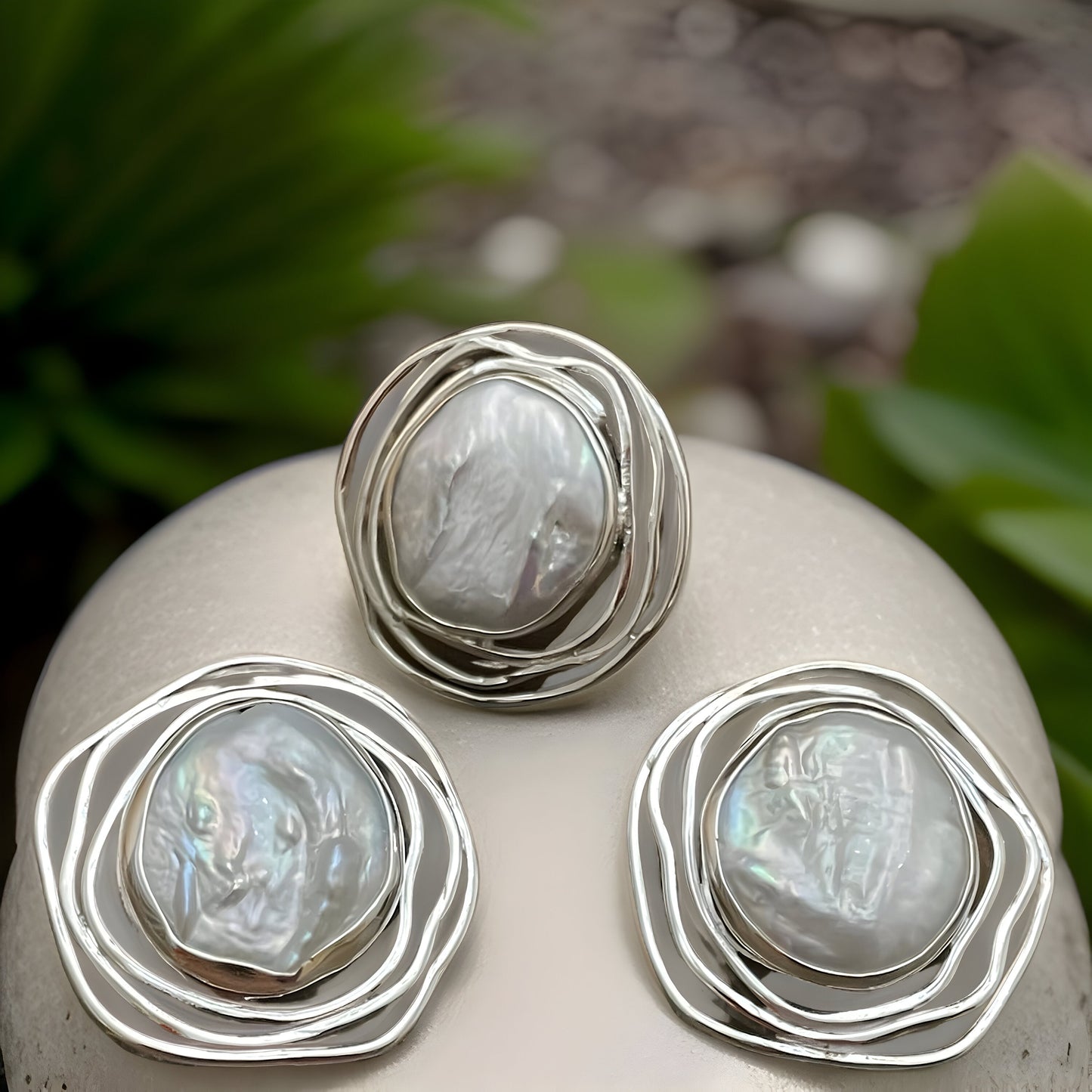 Spiral Knot Pearl Drop Earrings - 925 Sterling Silver Bird Nest Set with Freshwater Pearls