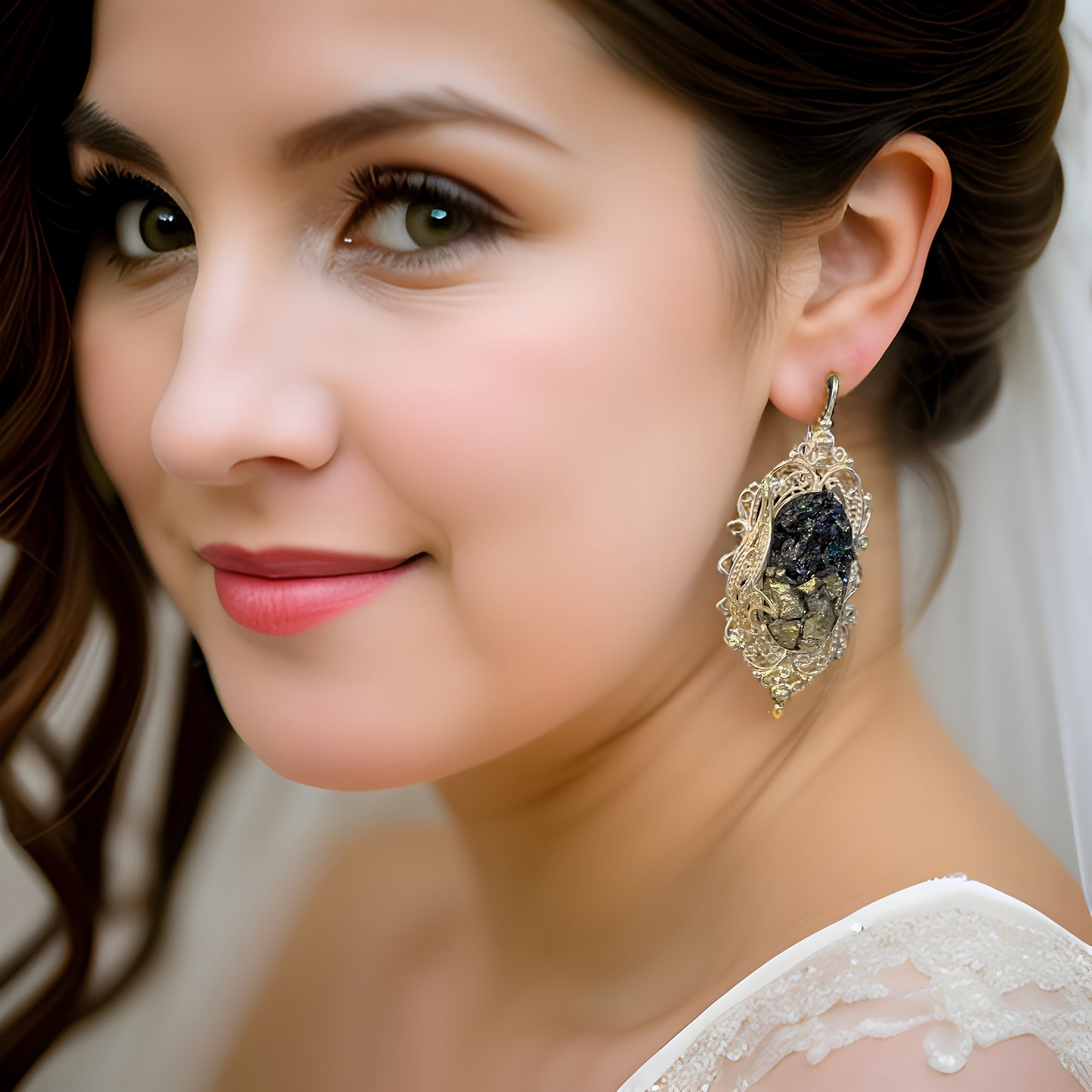 Black Onyx Fantasy Sterling Silver Set - Victorian Earrings Drop Earrings Cocktail Ring Large Pendant