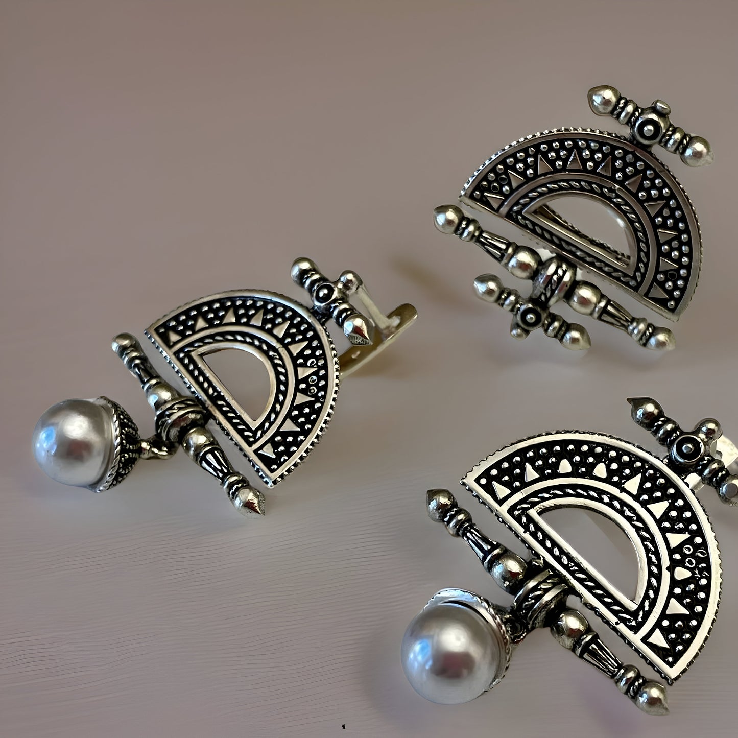 Armenian Canetille Dangle Earrings Ethnic Chandelier Pearl Earrings Set with Armenian Motifs
