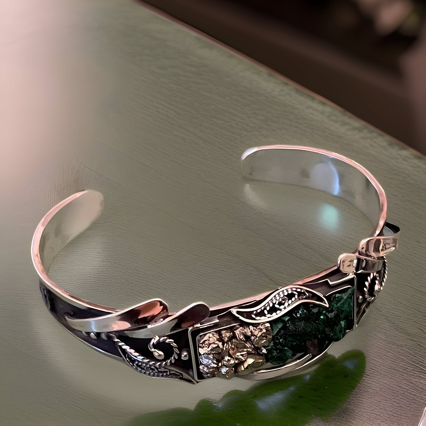 Stunning Malachite Sterling Silver Jewelry Set - Raw Green Stone Necklace Earrings Rings and Bracelet - Handcrafted Gemstone Accessories