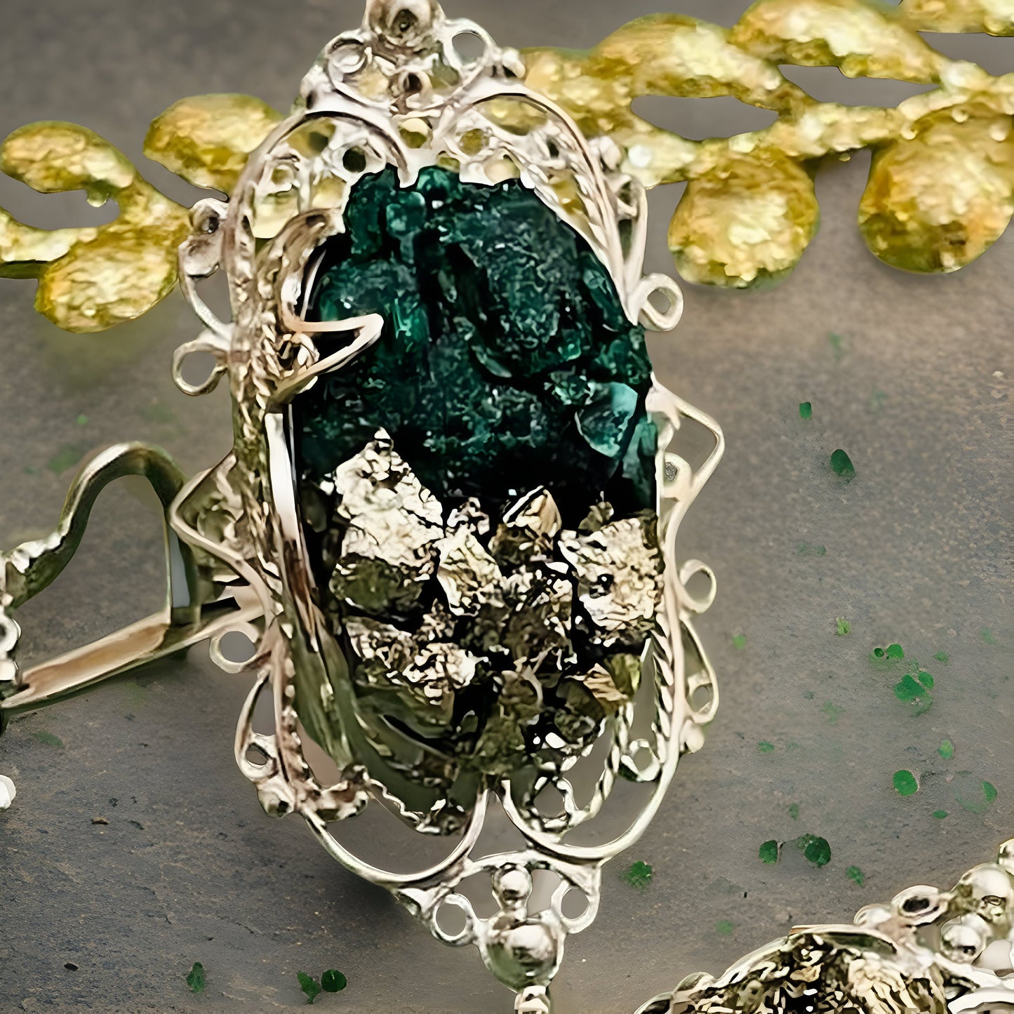 Sterling Silver Filigree Malachite Ring and Earrings Set - Gorgeous Green Gemstone Jewelry for a Glamorous Look