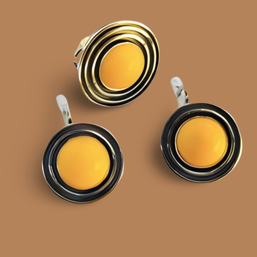 Egg Yolk Yellow Gemstone Jewelry Set - Minimalist Sterling Silver with Natural Stones