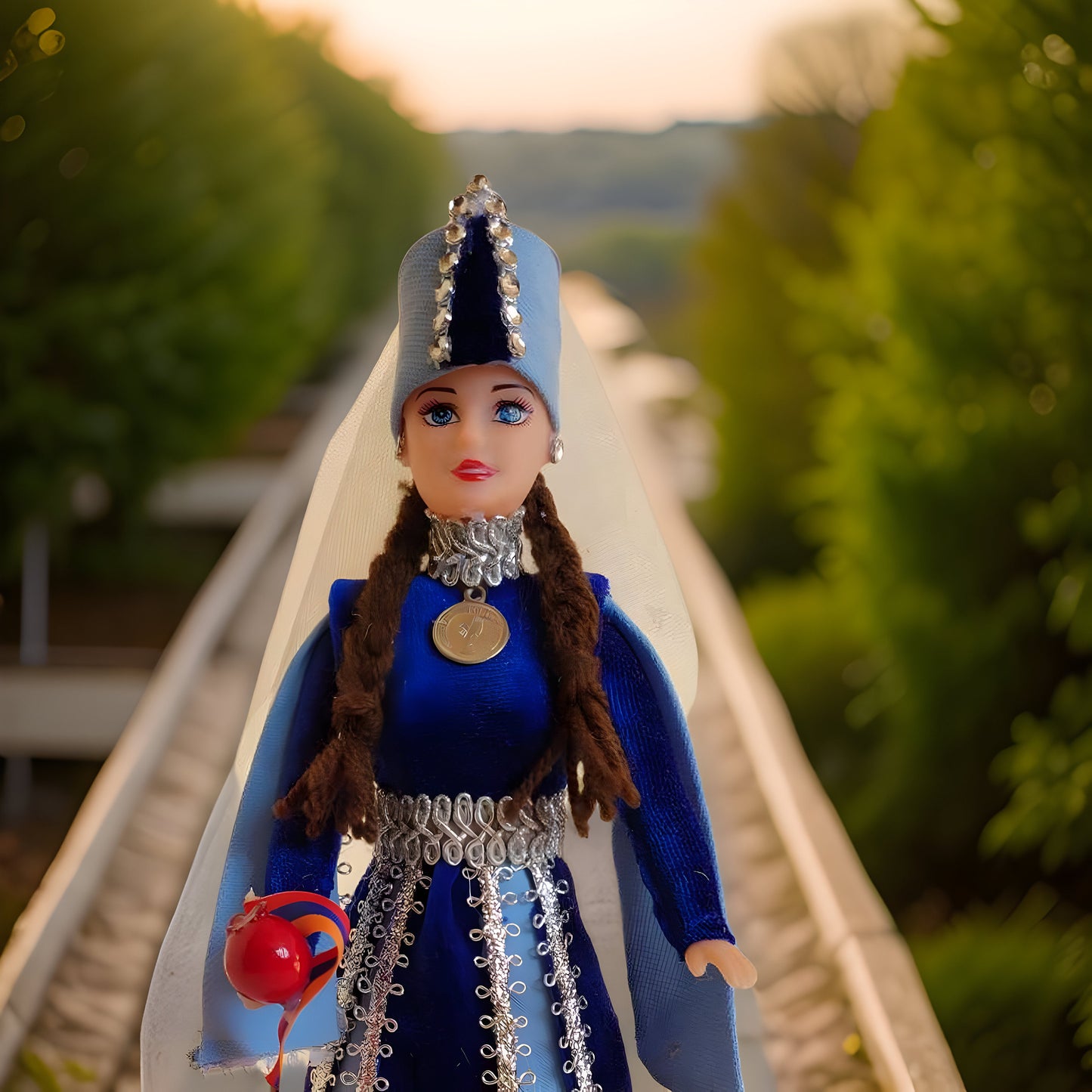 Powder Blue Taraz Design - Armenian National Doll Symbolizing Aristocracy and Tradition | Armenian Nobility | Unique Armenian Gift | Barbie