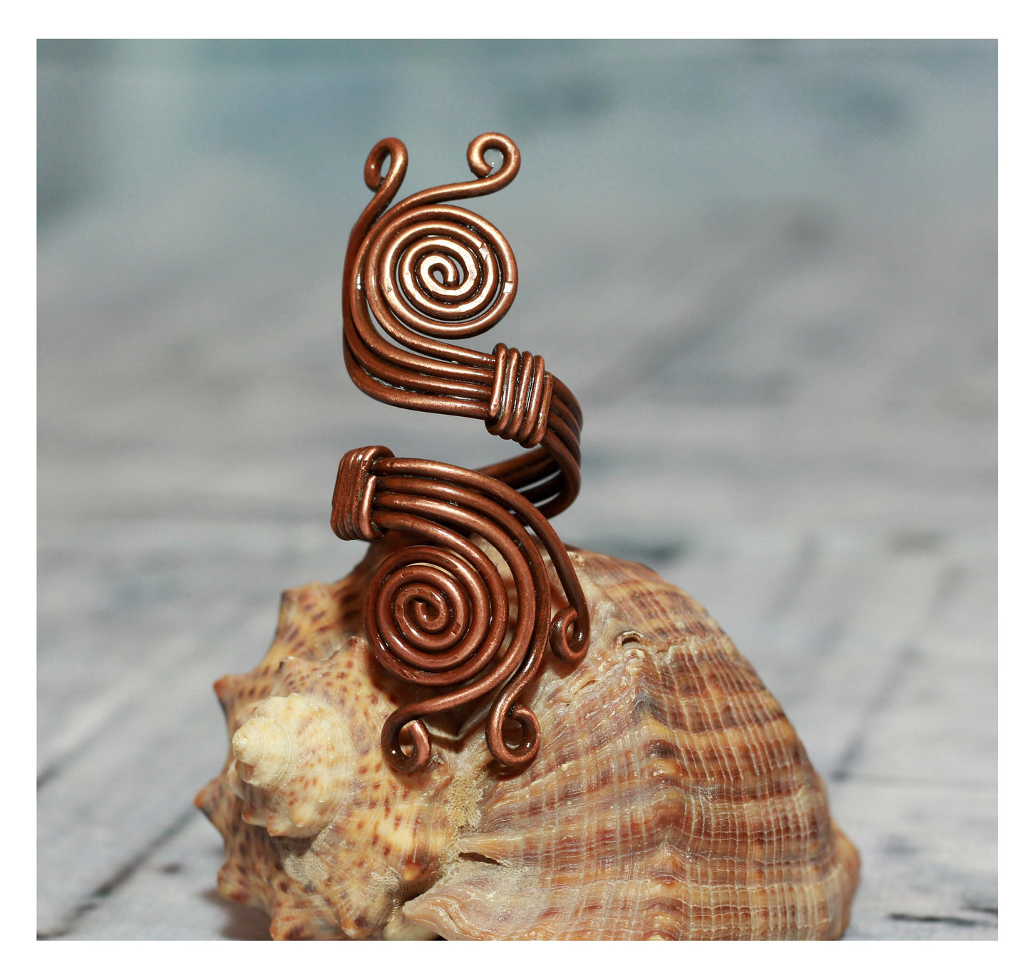 Handmade Copper Wirewrap Snail Swirl Spiral Ring -  Boho Jewelry - Unique Armenian Gift