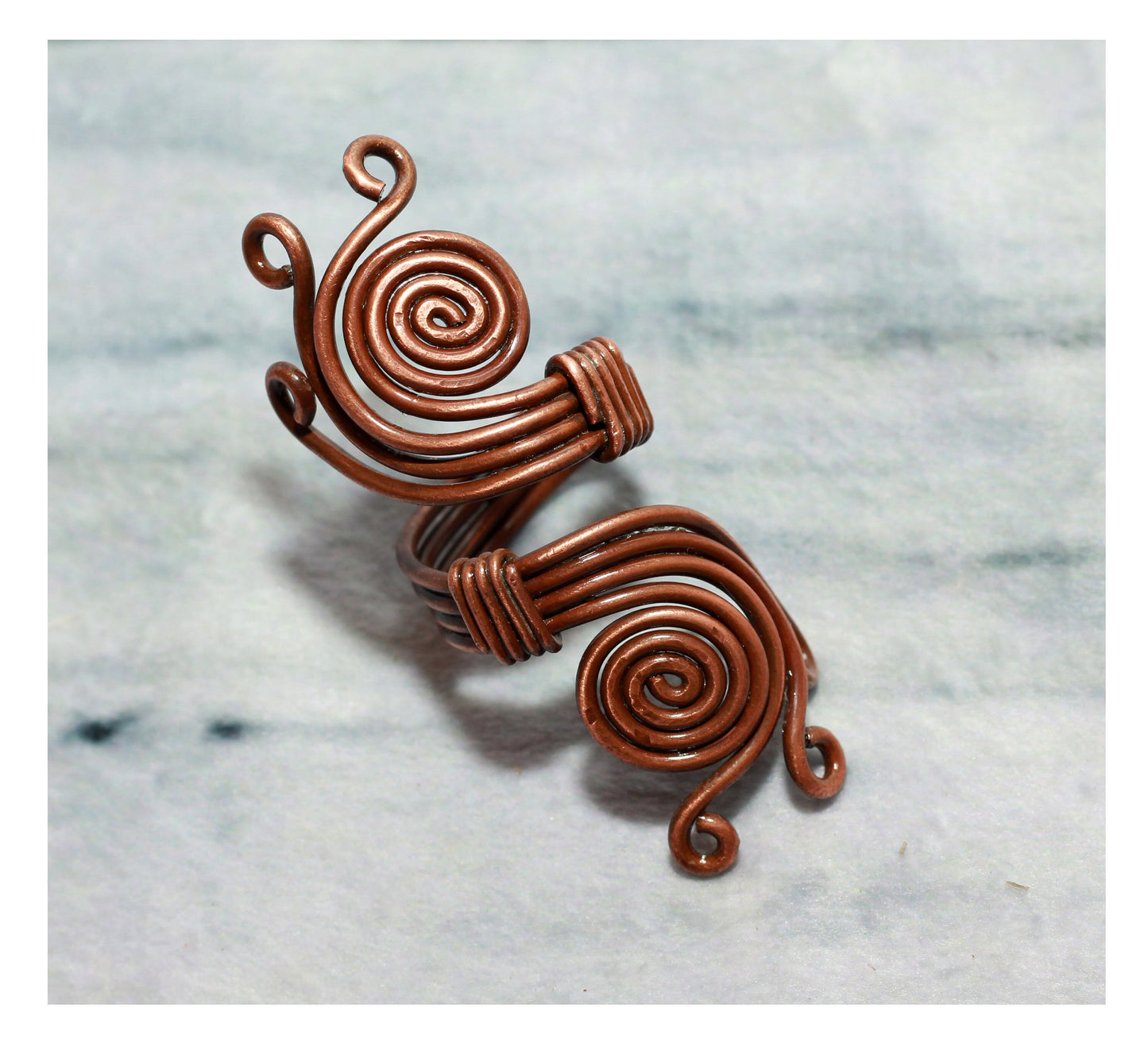 Handmade Copper Wirewrap Snail Swirl Spiral Ring -  Boho Jewelry - Unique Armenian Gift