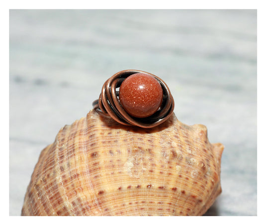 Handmade Orange Aventurine Wirewrapped Cocktail Ring from Armenia  Armenian Gift  Everything Armenian