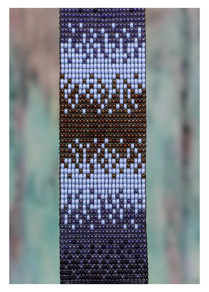 Ombre Czech Beaded Cuff Bracelet in Navy Blue - Handmade Armenian Gift