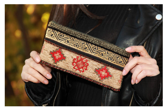 Bohemian Armenian Mini Purse with Rug Motifs - Handmade in Armenia