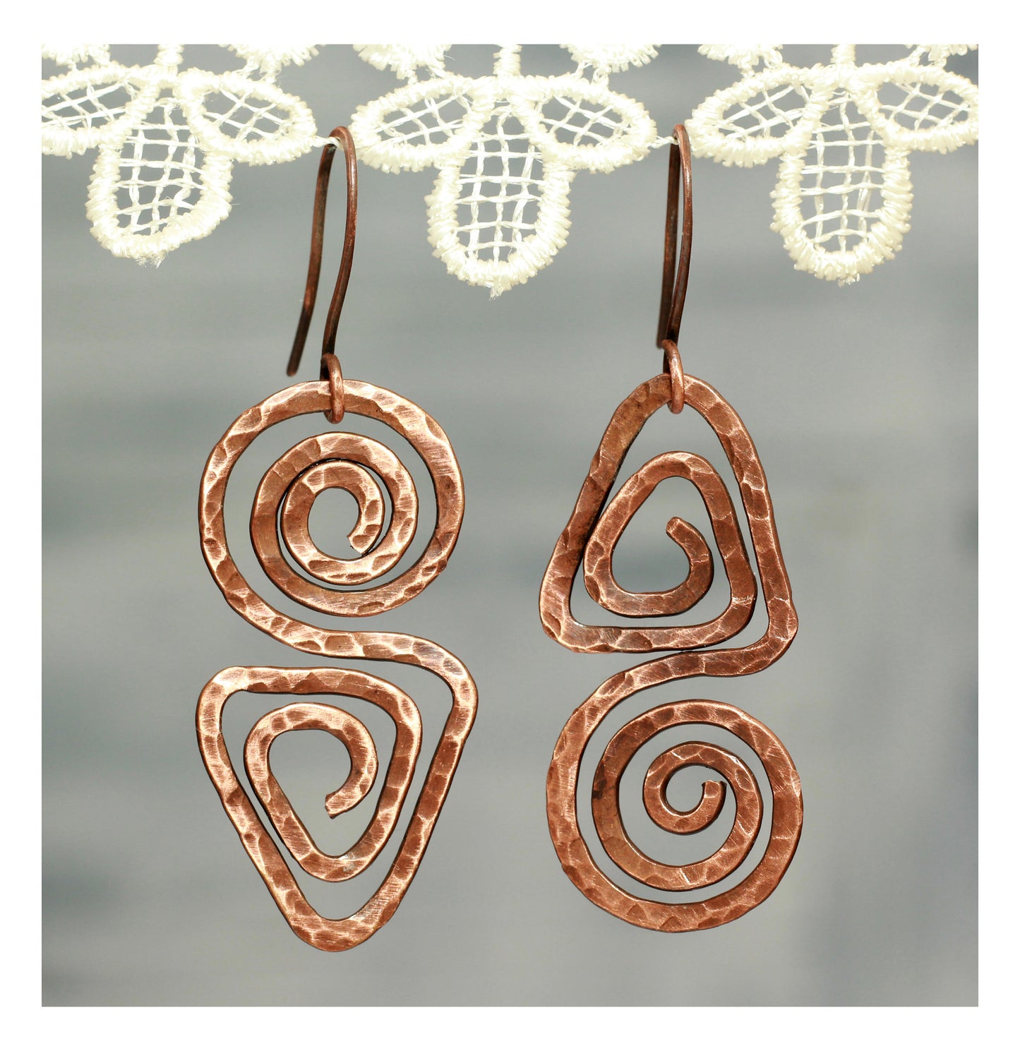 Spiral Bronze Drop Earrings - Statement Boho Style - Dangle Earrings