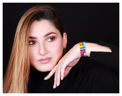 Colorful Beaded Cuff Bracelet - Multicolor Jewelry - Statement Gift for Her