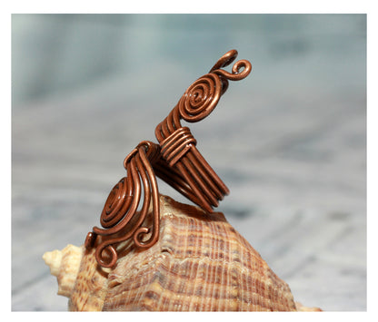 Handmade Copper Wirewrap Snail Swirl Spiral Ring -  Boho Jewelry - Unique Armenian Gift