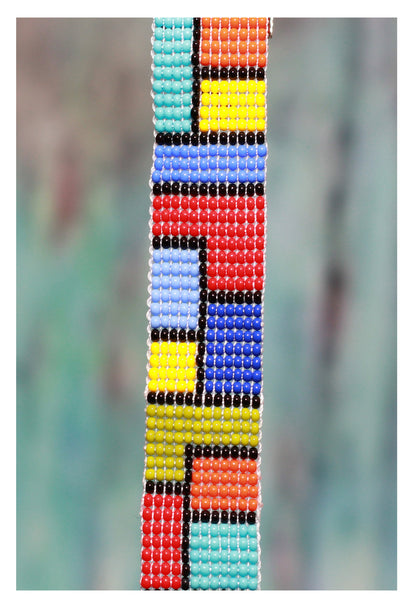 Colorful Beaded Cuff Bracelet - Multicolor Jewelry - Statement Gift for Her