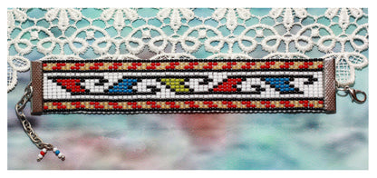 Ethnic Cuff Beaded Bracelet - Armenian Rug Pattern - Czech Beads - Traditional Armenian Gift - Unique Jewelry